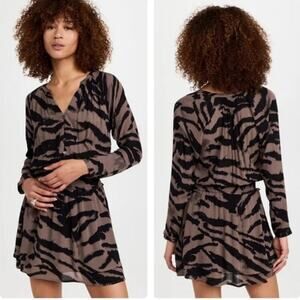 RAILS Jasmine Dress Mocha Bengal Long Sleeve Size Medium Brown Animal Print